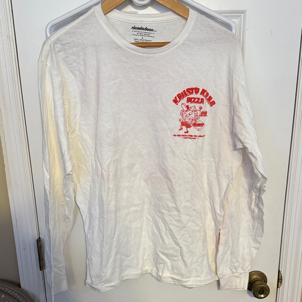 Nickelodeon White Long Sleeve Tee with Red Graphic